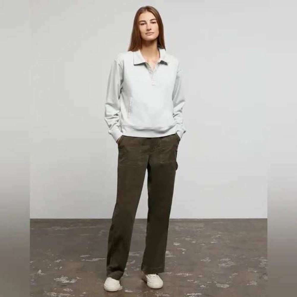 Onia Pants Womens 27 Green Wide Leg Carpenter Corduroy Patch Pocket Utility